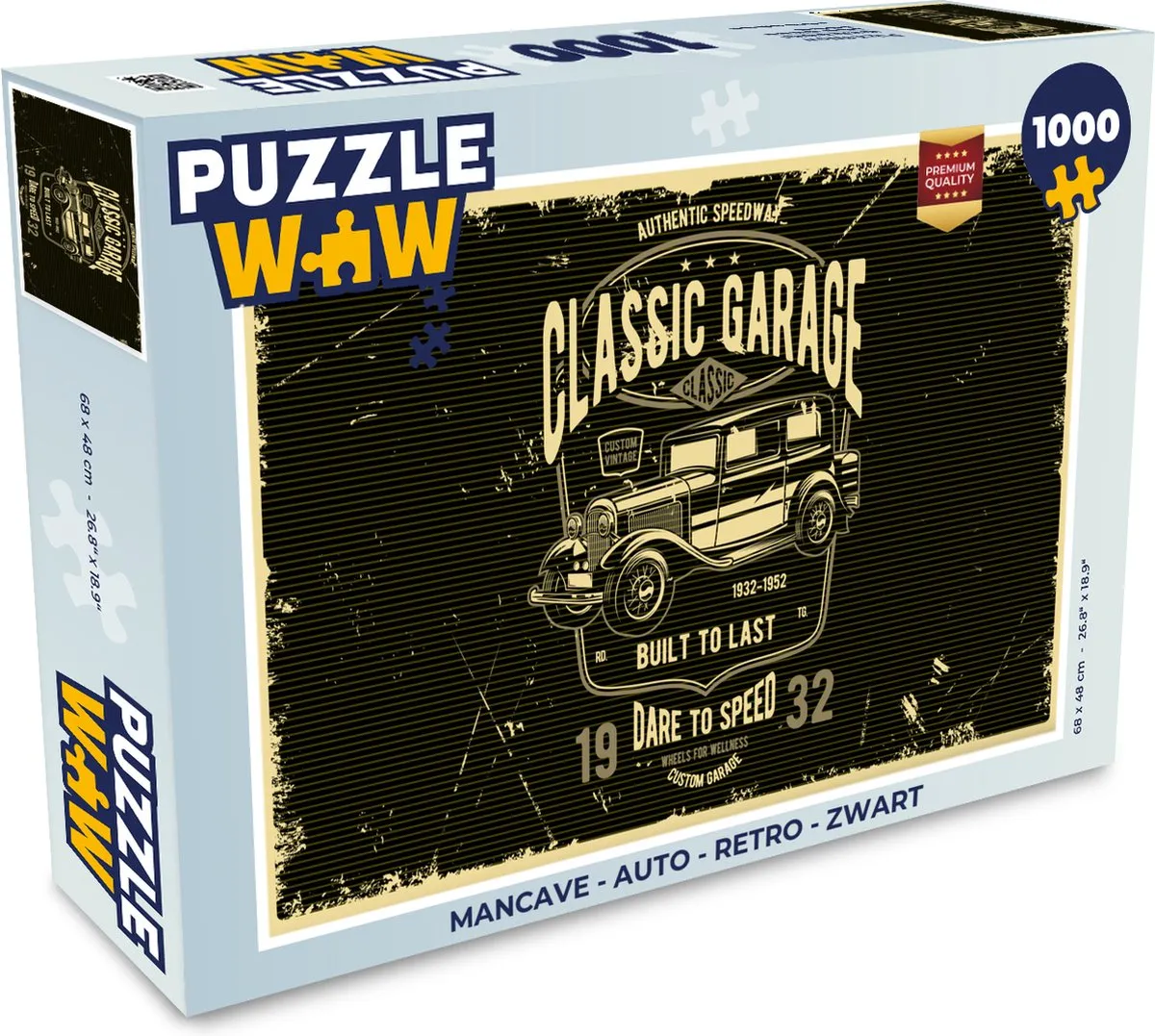 PuzzleWow Mancave Auto Retro Legpuzzel 1000 Stuks