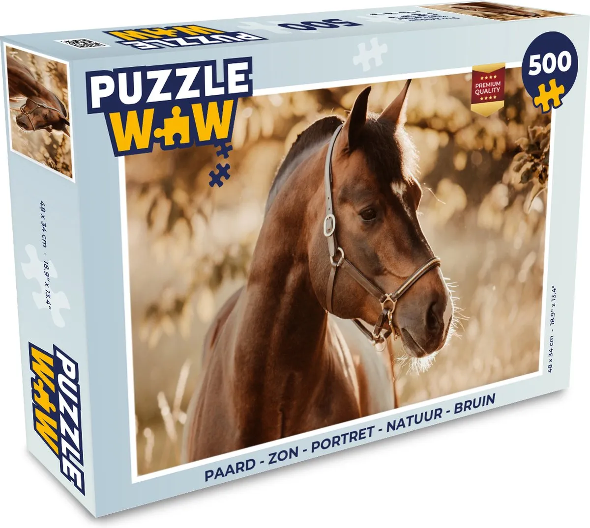 PuzzleWow Paard Portret Natuur Legpuzzel 500 Stuks - Multicolor