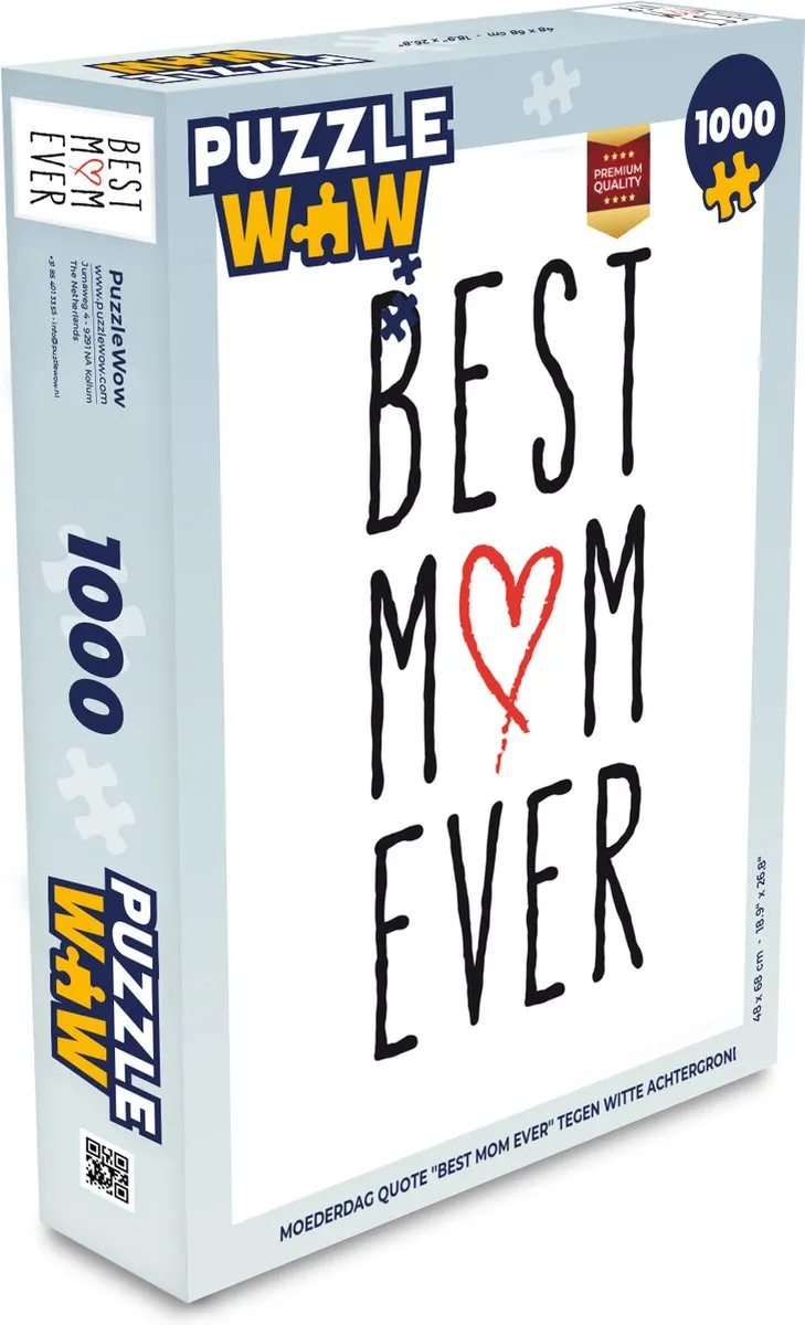 PuzzleWow Best Mom Ever Legpuzzel 1000 Stuks - Multicolor