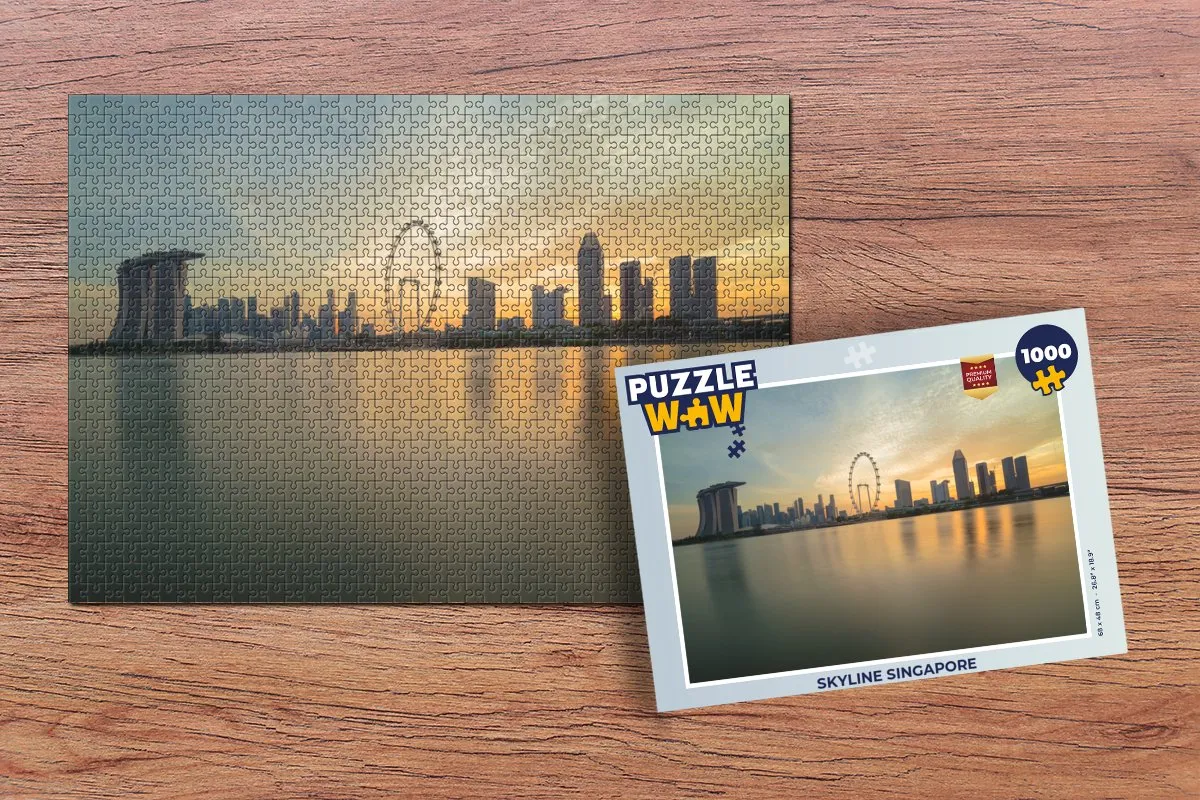 PuzzleWow Skyline Singapore Legpuzzel 1000 Stuks - Multicolor