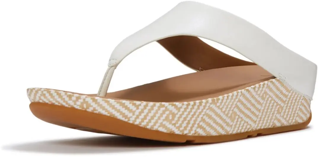 FitFlop Lulu Lux Graphic-Weave Leather Toe-Post Sandalen - Urban Wit