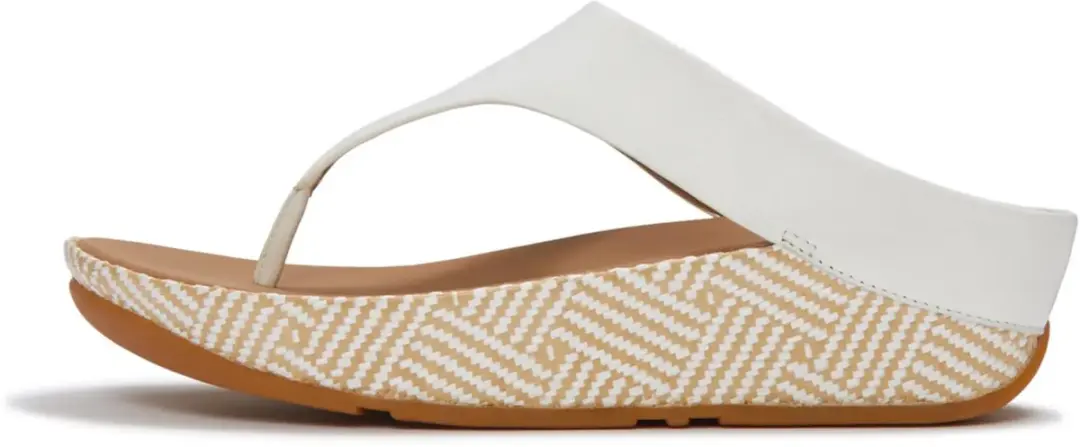 FitFlop Lulu Lux Graphic-Weave Leather Toe-Post Sandalen - Urban Wit