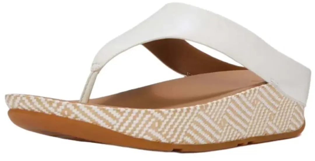 FitFlop Lulu Lux Graphic-Weave Leather Toe-Post Sandalen - Urban Wit