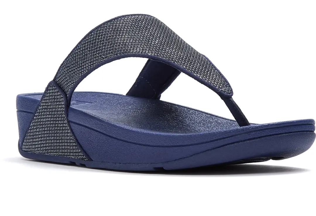 FitFlop Lulu Shimmerglitz Toe-Post Sandals DONKERBLAUW