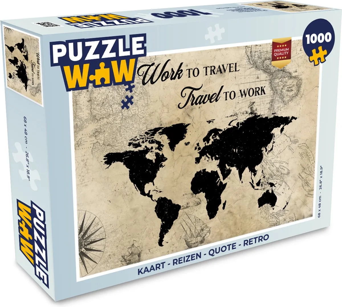 PuzzleWow Retro Reis Quote Legpuzzel 1000 Stuks