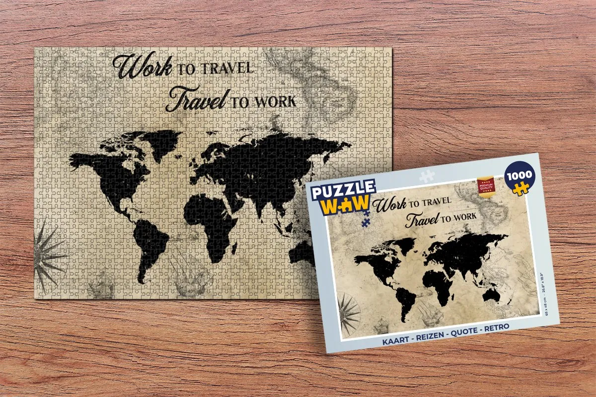 PuzzleWow Retro Reis Quote Legpuzzel 1000 Stuks - Multicolor