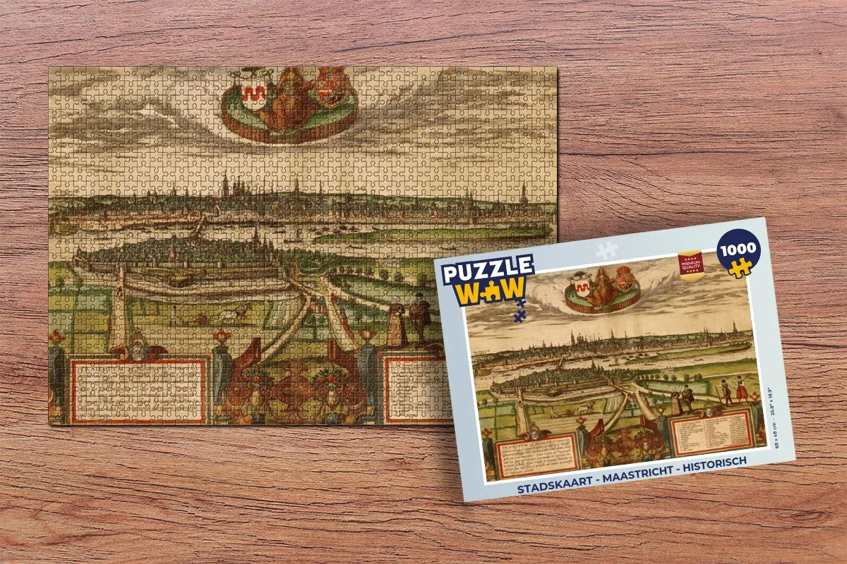 PuzzleWow Maastricht Historische Stadskaart Puzzel 1000 Stuks - Multicolor