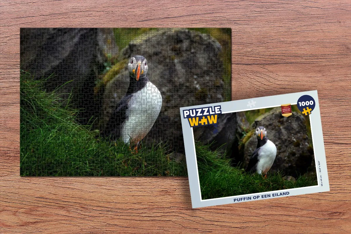 PuzzleWow Puzzel Puffin op een eiland - 1000 Stuks - Multicolor