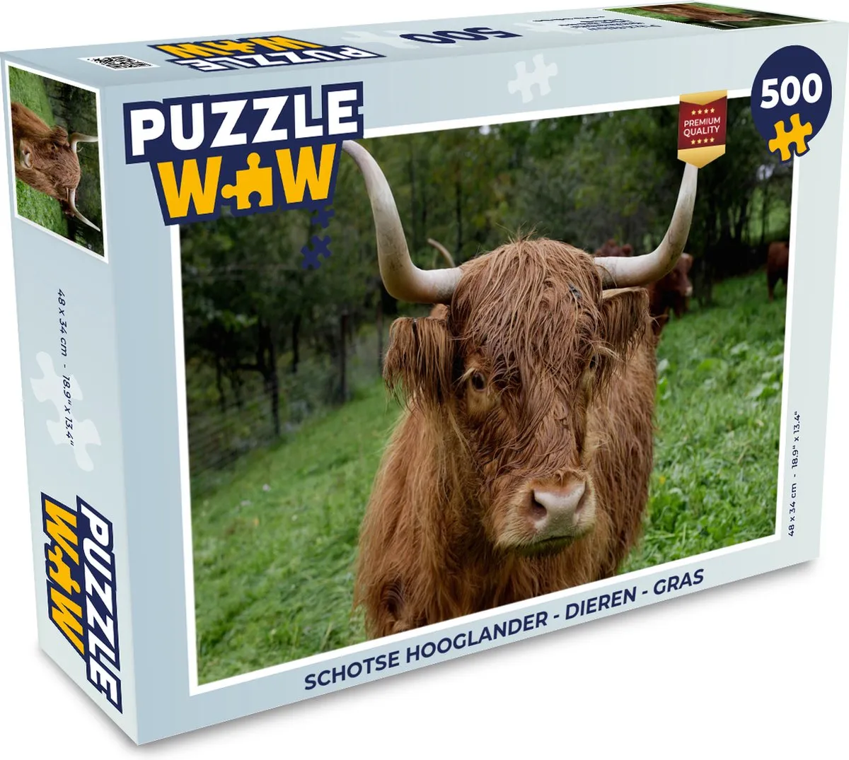 PuzzleWow Schotse Hooglander Legpuzzel 500 Stuks - Multicolor