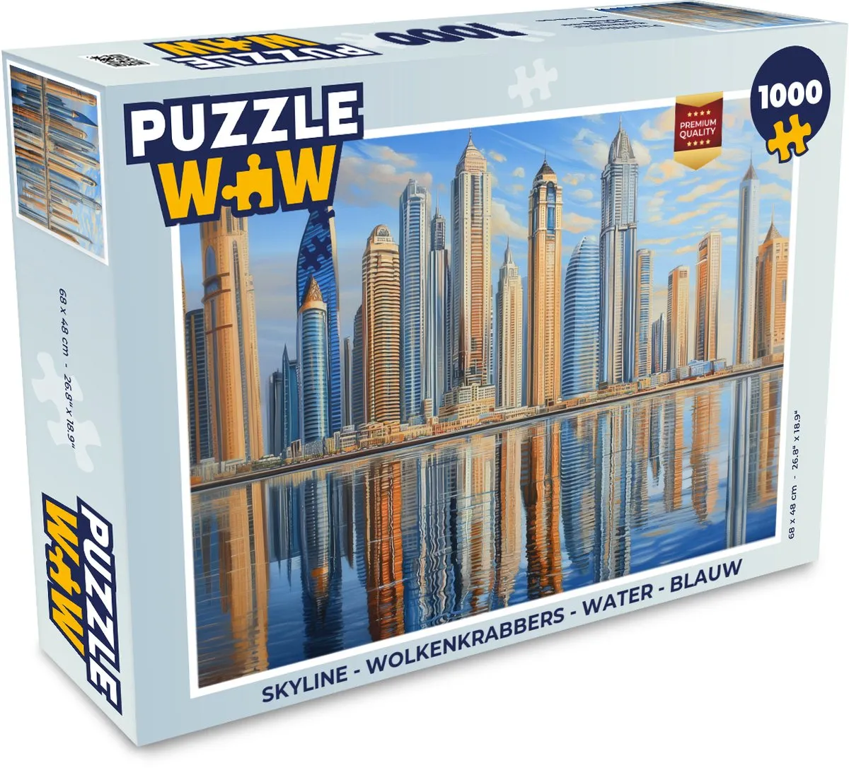 PuzzleWow Skyline Wolkenkrabbers Water Legpuzzel 1000 Stuks - Blauw