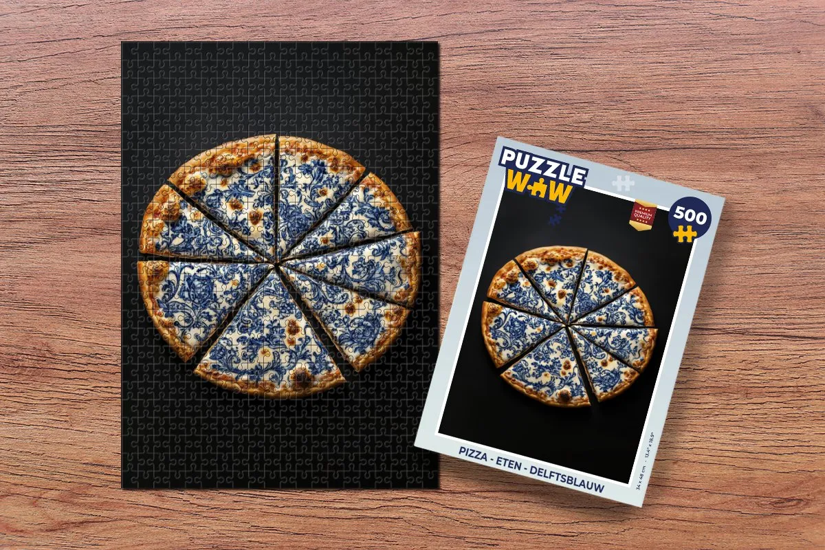 PuzzleWow Pizza Puzzel 500 Stuks - Delftsblauw