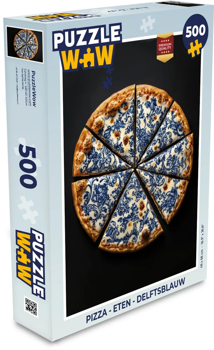 PuzzleWow Pizza Puzzel 500 Stuks - Delftsblauw