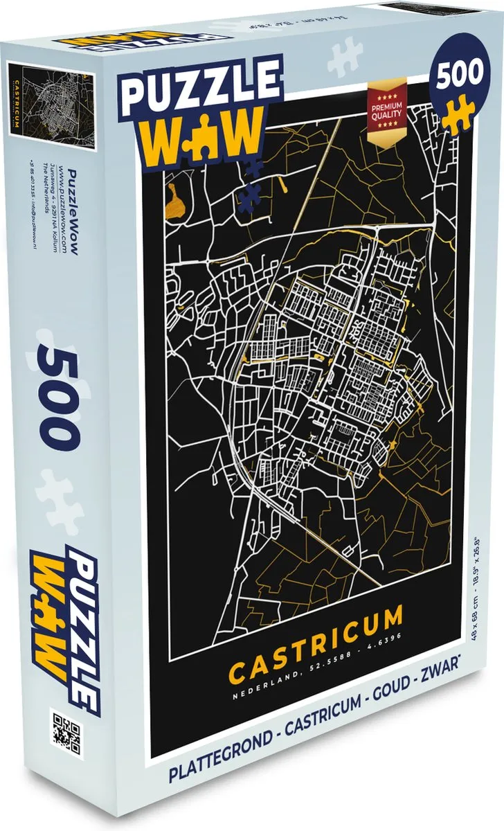 PuzzleWow Castricum Legpuzzel 500 Stuks - Goud/Zwart