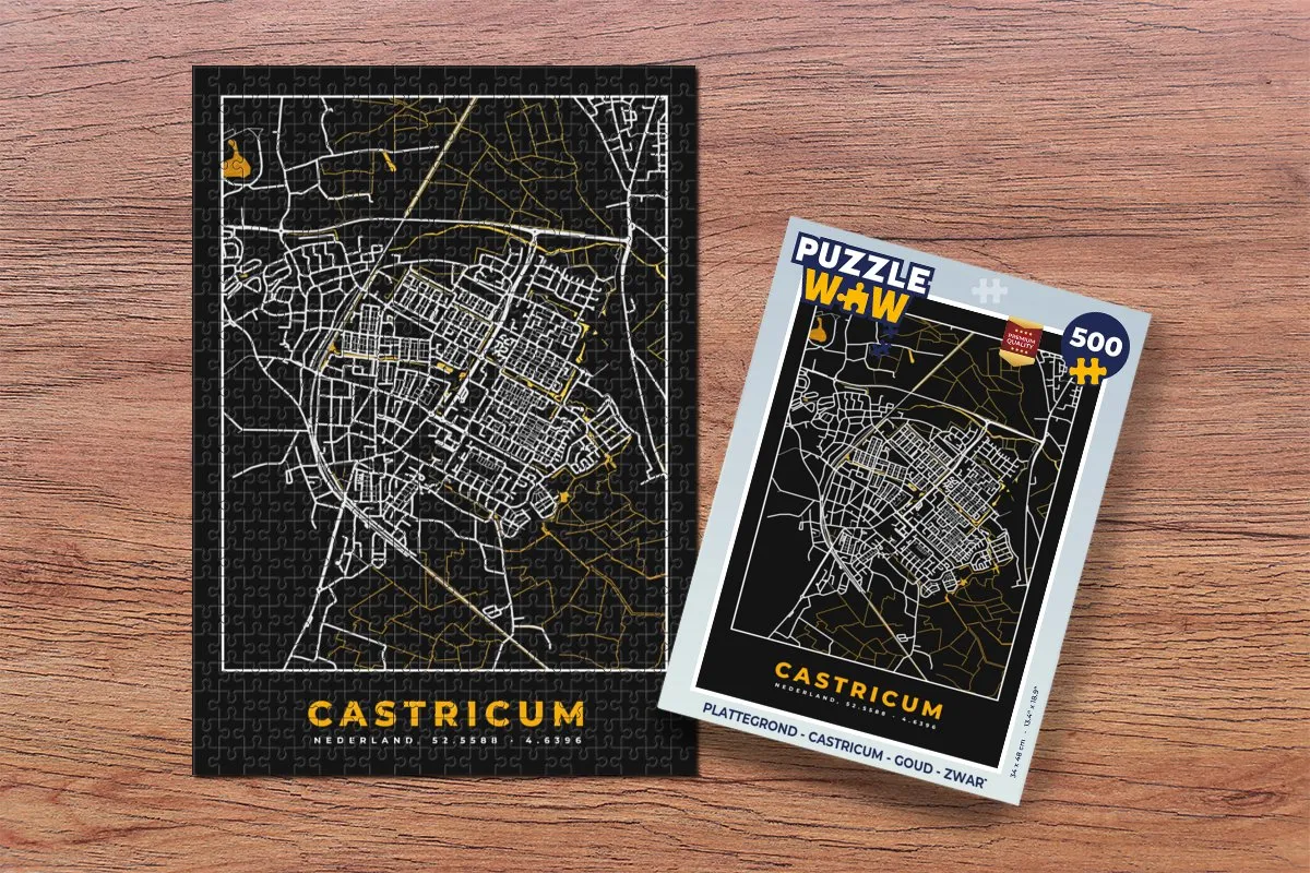 PuzzleWow Castricum Legpuzzel 500 Stuks - Goud/Zwart