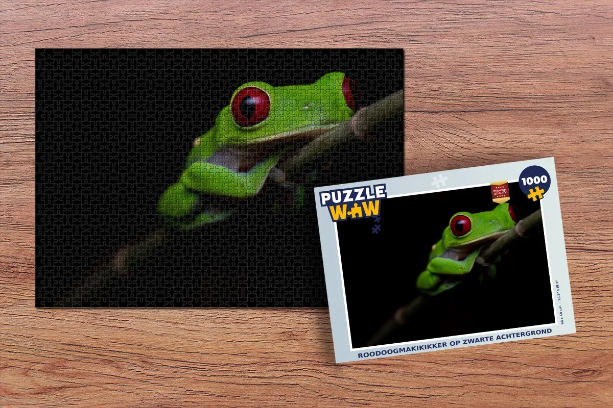PuzzleWow Legpuzzel Roodoogmakikikker 1000 Stuks - Multicolor