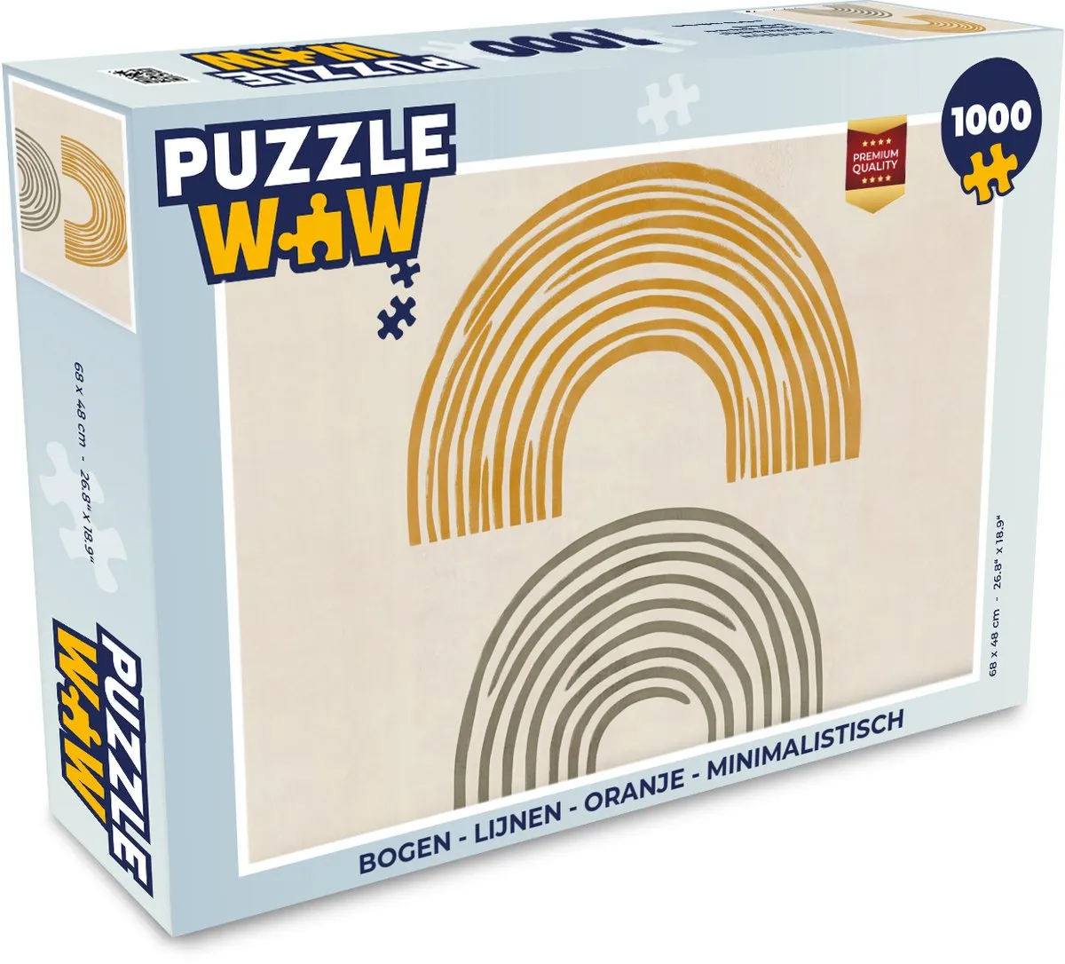 PuzzleWow Bogen Lijnen Puzzel 1000 Stuks - Oranje