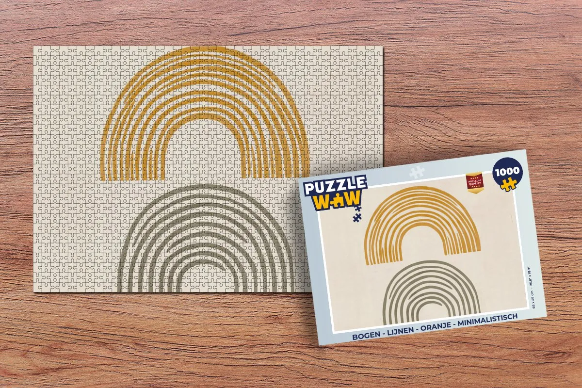 PuzzleWow Bogen Lijnen Puzzel 1000 Stuks - Oranje