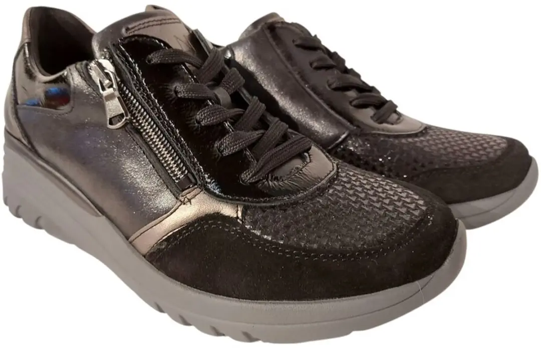 Waldlaufer Sneaker 927H02 701 768 Zwart Brons Combi Wijdte H