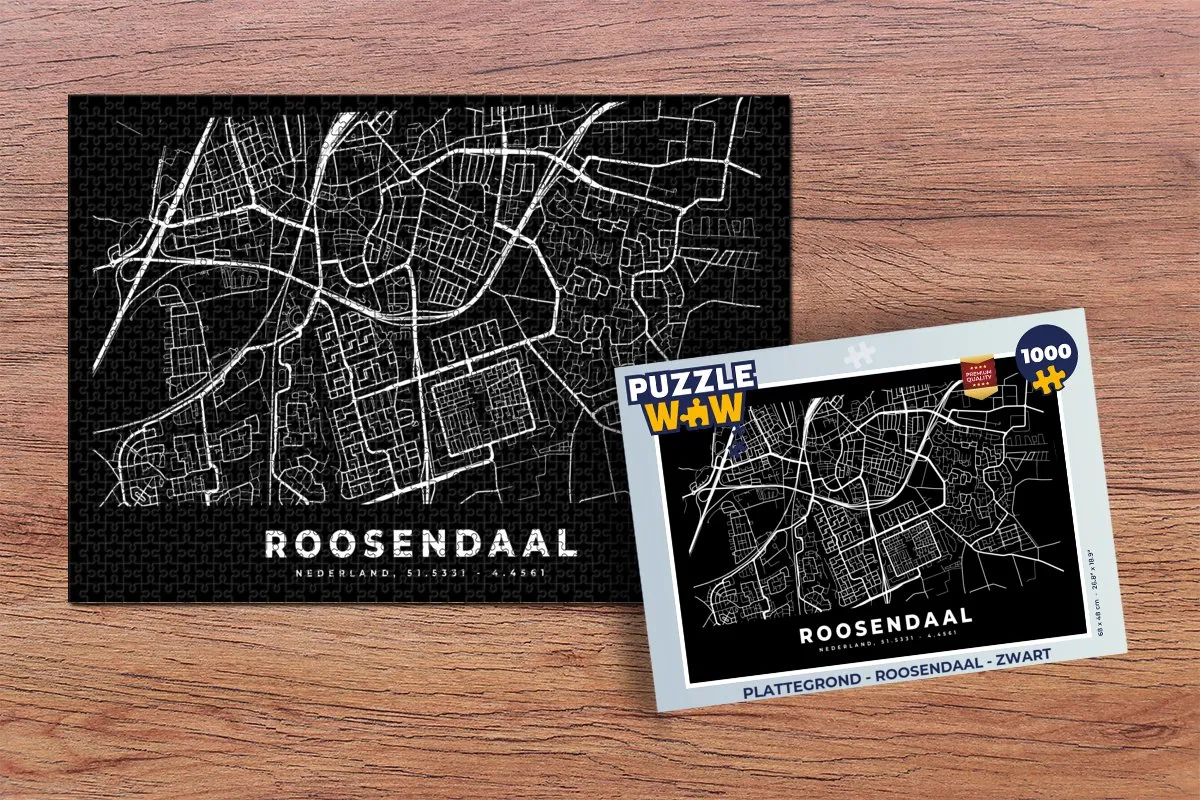 PuzzleWow Roosendaal Legpuzzel 1000 Stuks - Stadskaart Multicolor