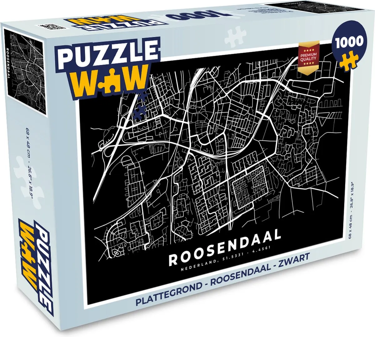 PuzzleWow Roosendaal Legpuzzel 1000 Stuks - Stadskaart Multicolor