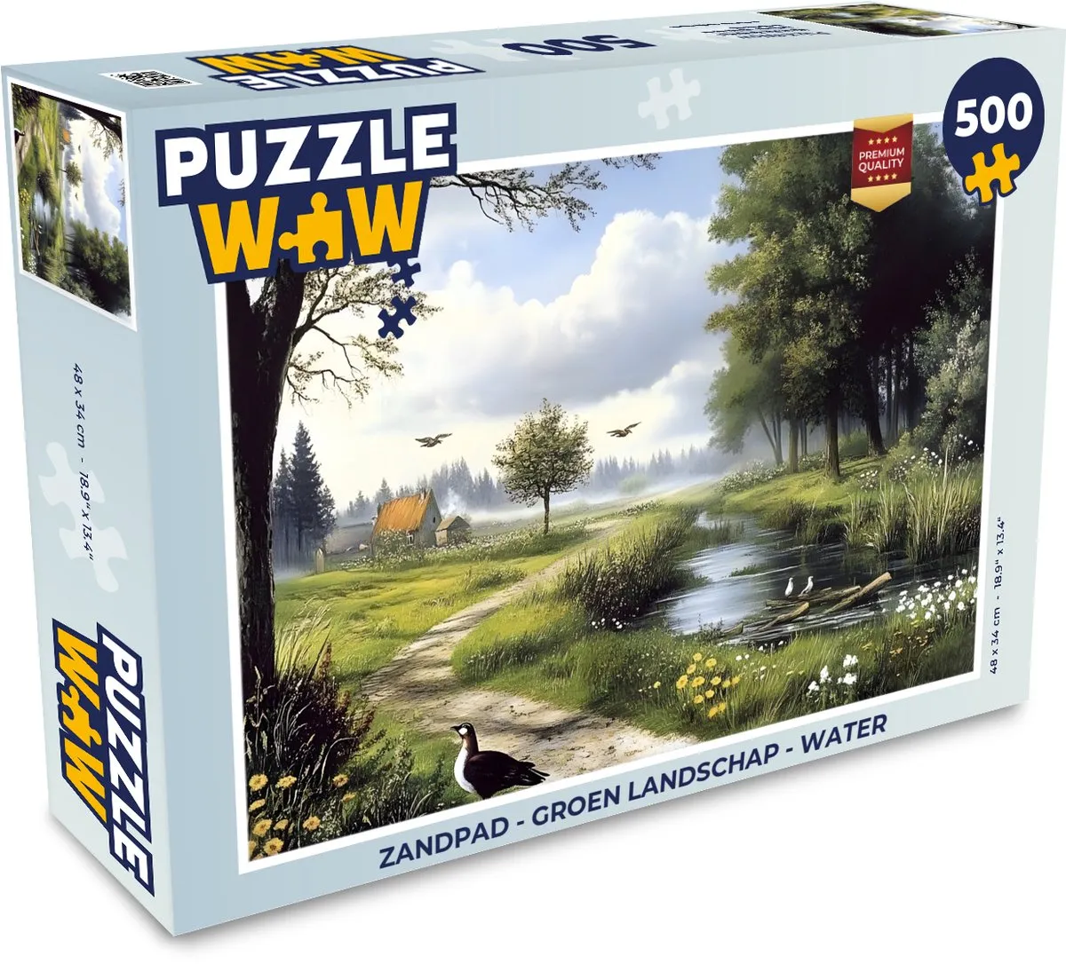 PuzzleWow Groen Landschap Legpuzzel 500 Stuks - Water & Zandpad