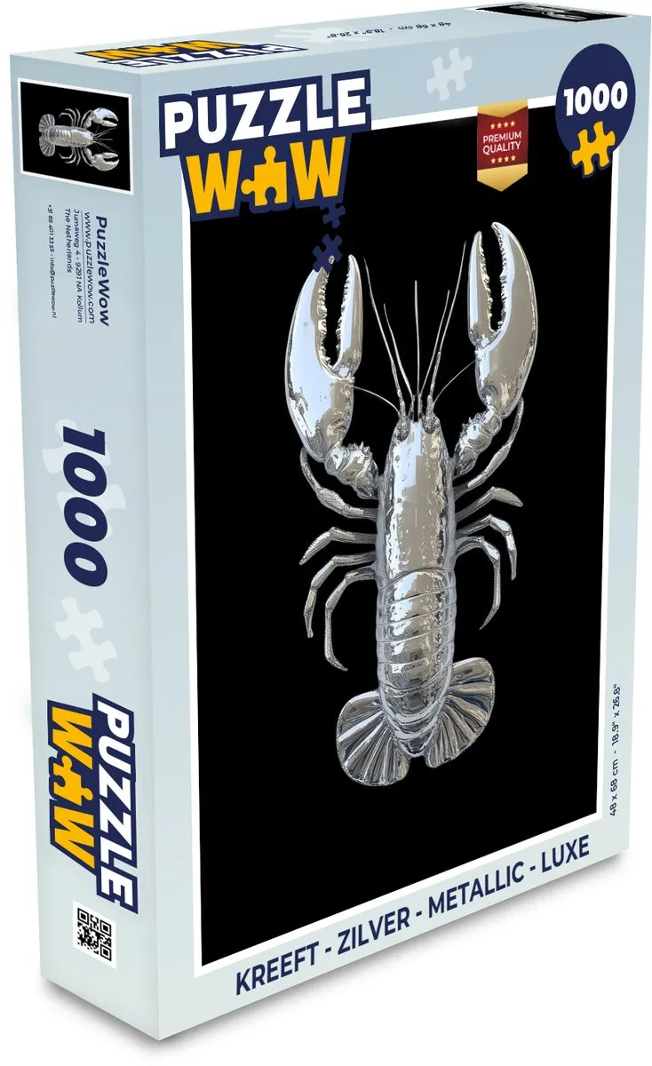 PuzzleWow Kreeft Legpuzzel 1000 Stuks - Zilver Metallic
