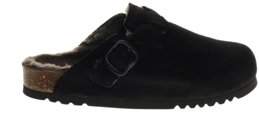 Scholl Fae New Fur Suede Black Instappers Dames