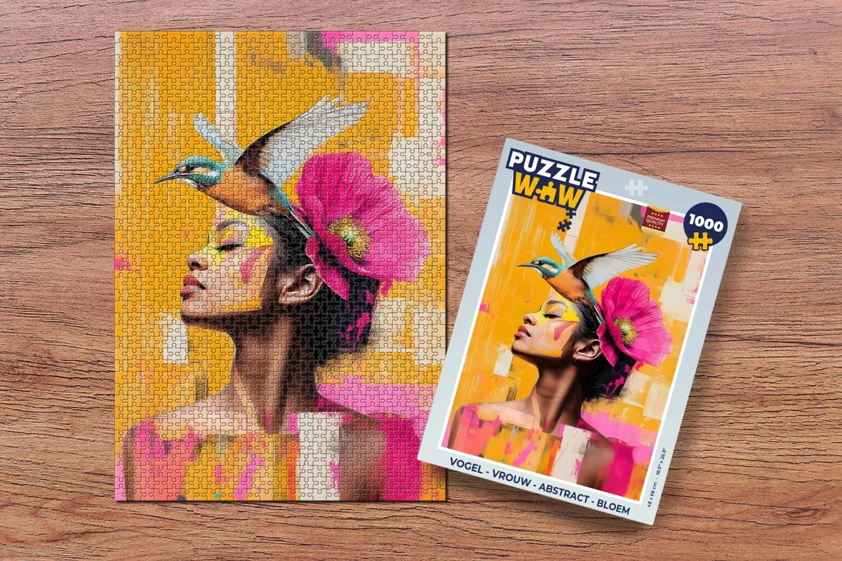 PuzzleWow Vogel Abstract Bloem Legpuzzel 1000 Stuks - MPN 8721374593708
