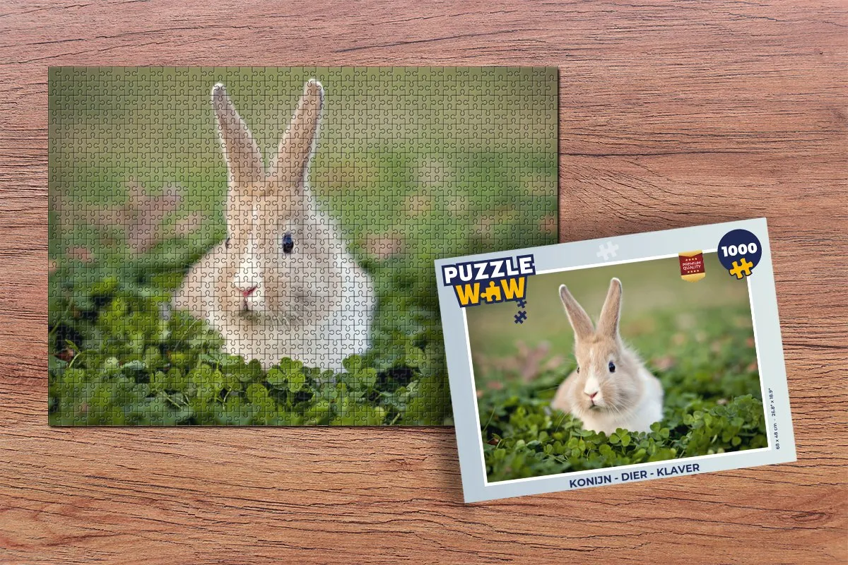PuzzleWow Konijn Klaver Legpuzzel 1000 Stuks - Multicolor