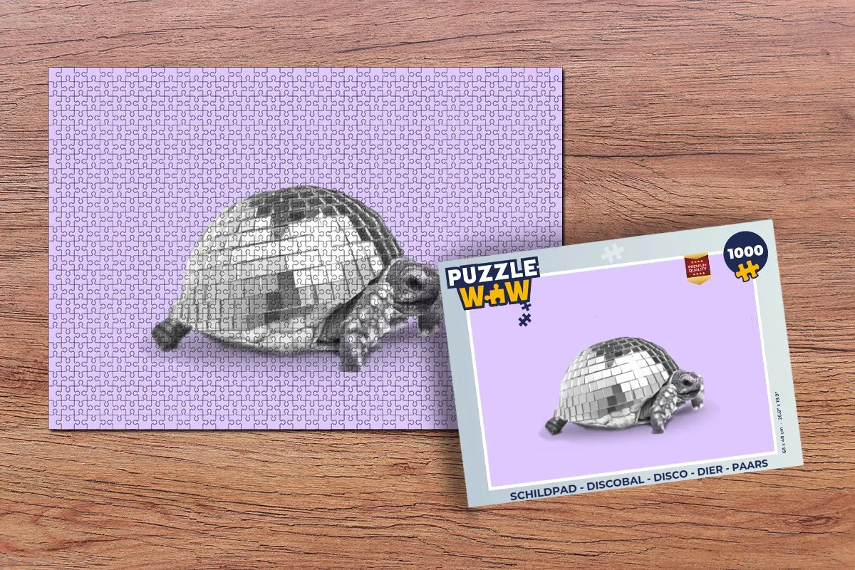 PuzzleWow Schildpad Discobal Legpuzzel 1000 Stuks - Multicolor