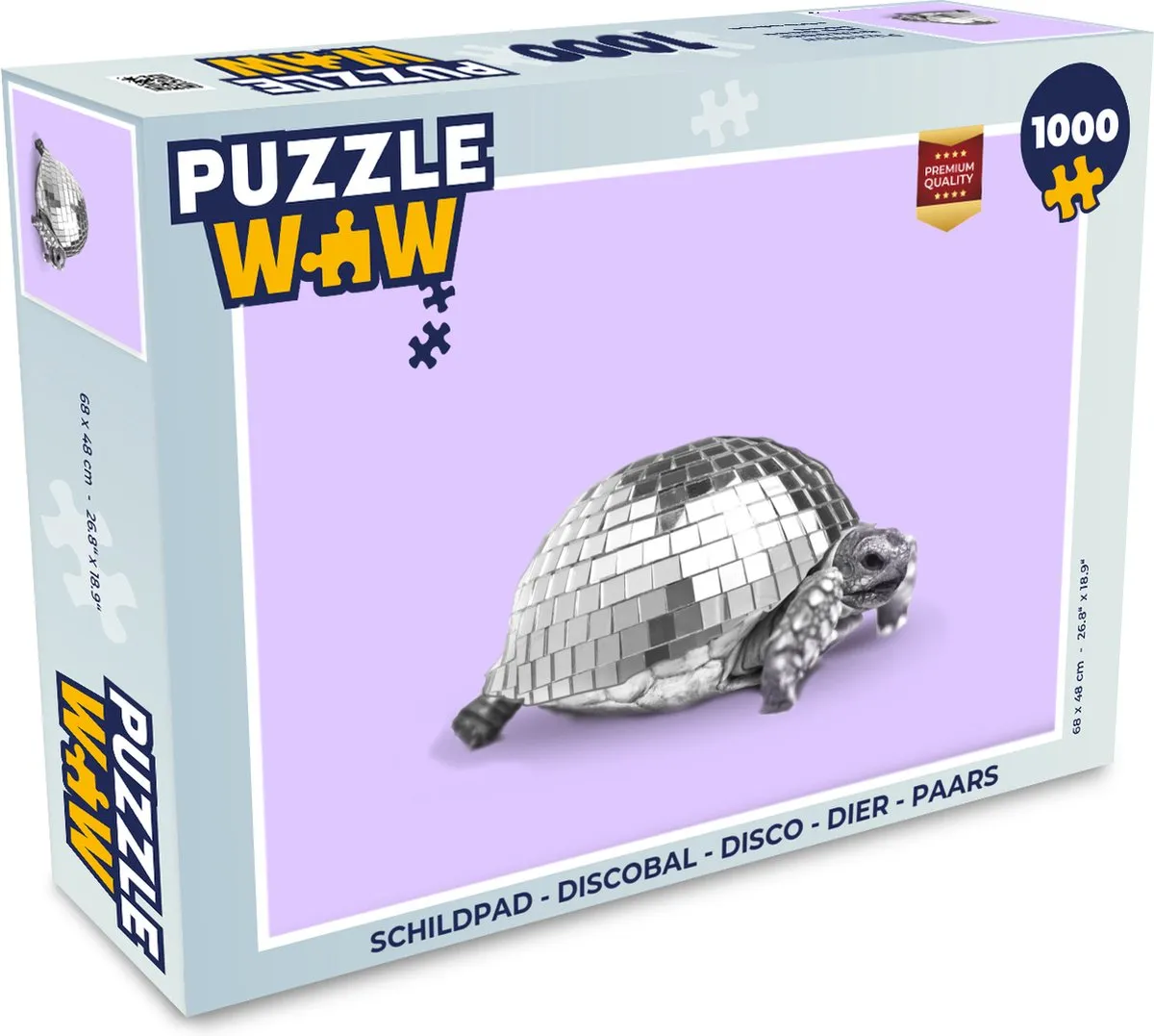 PuzzleWow Schildpad Discobal Legpuzzel 1000 Stuks - Multicolor
