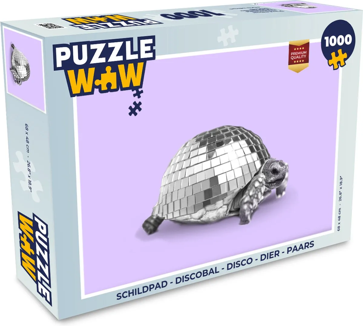 PuzzleWow Schildpad Discobal Legpuzzel 1000 Stuks - Multicolor