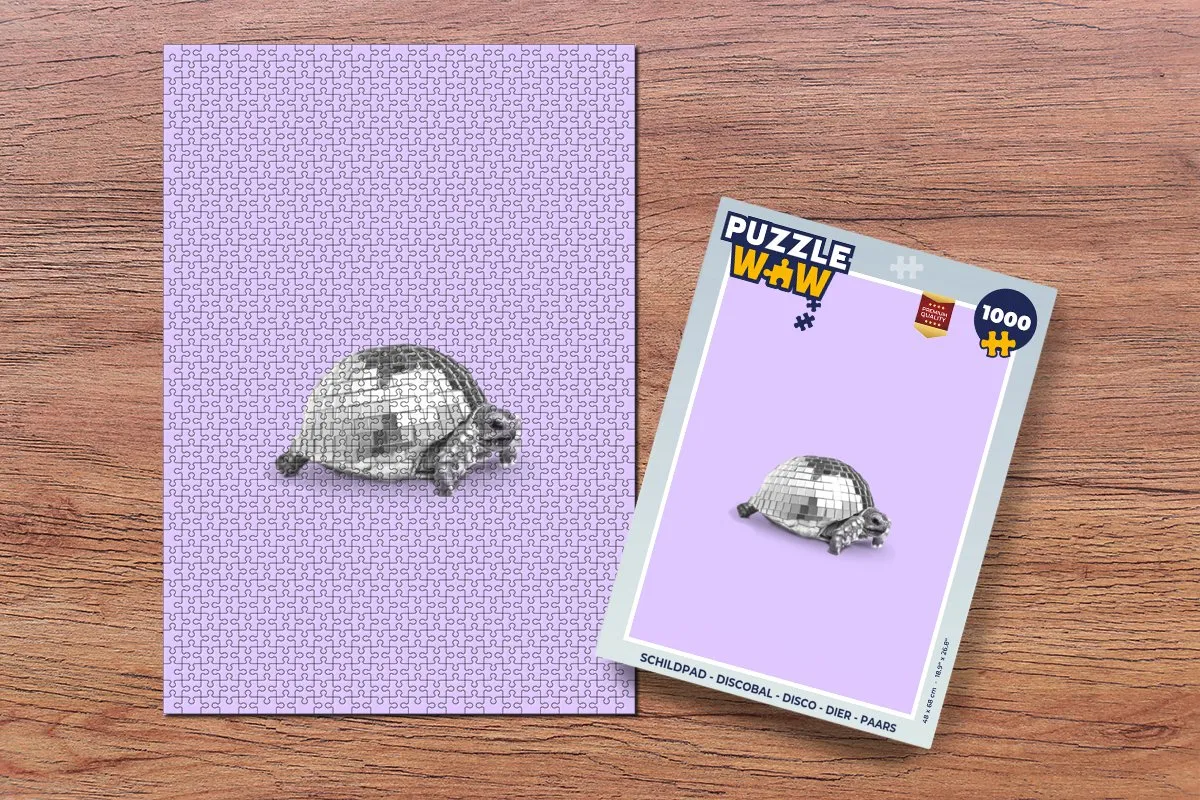 PuzzleWow Schildpad Discobal Legpuzzel 1000 Stuks - Multicolor