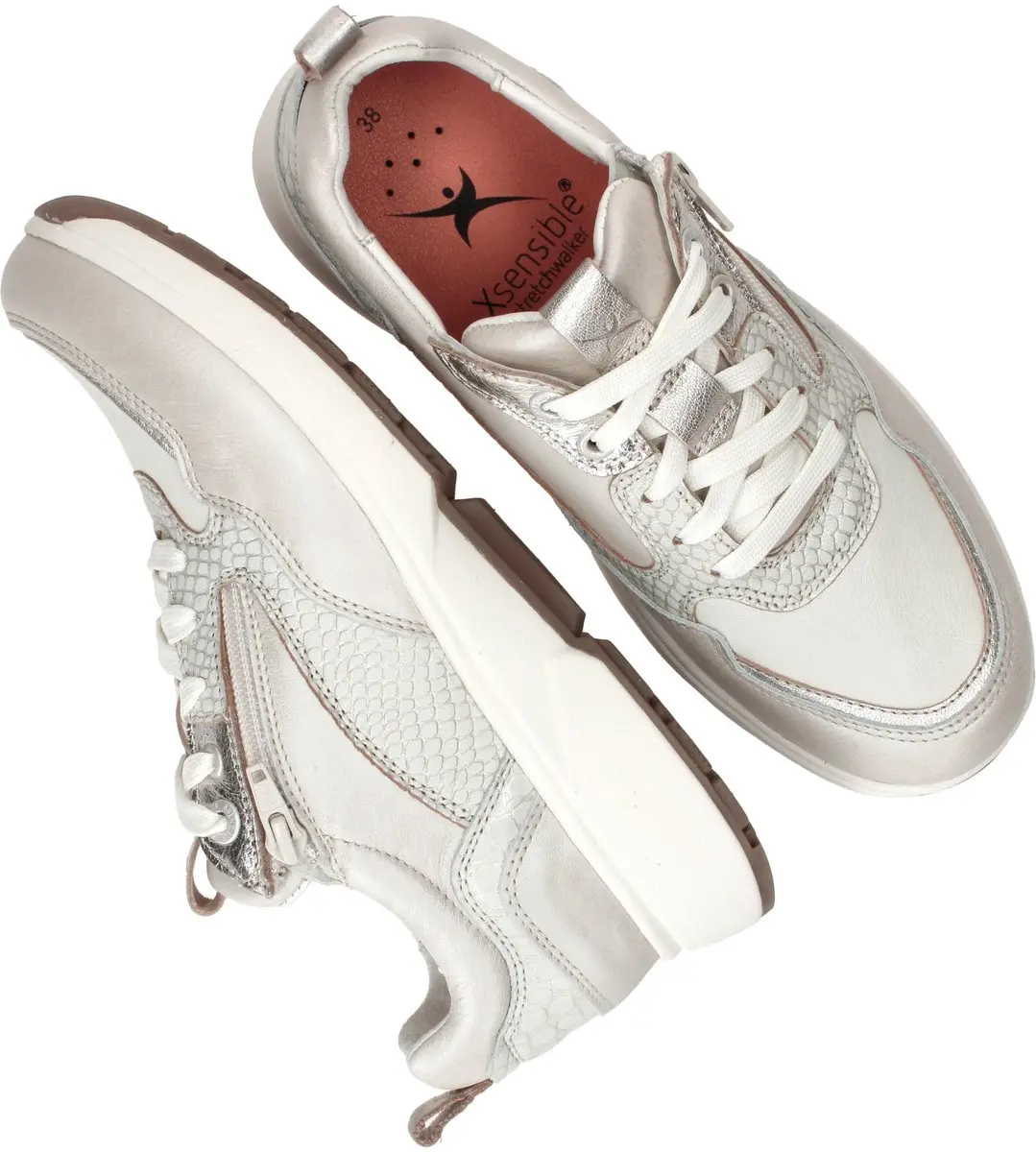 Xsensible Grenoble Stretchwalker Sneakers - Dames 36 - Zilver