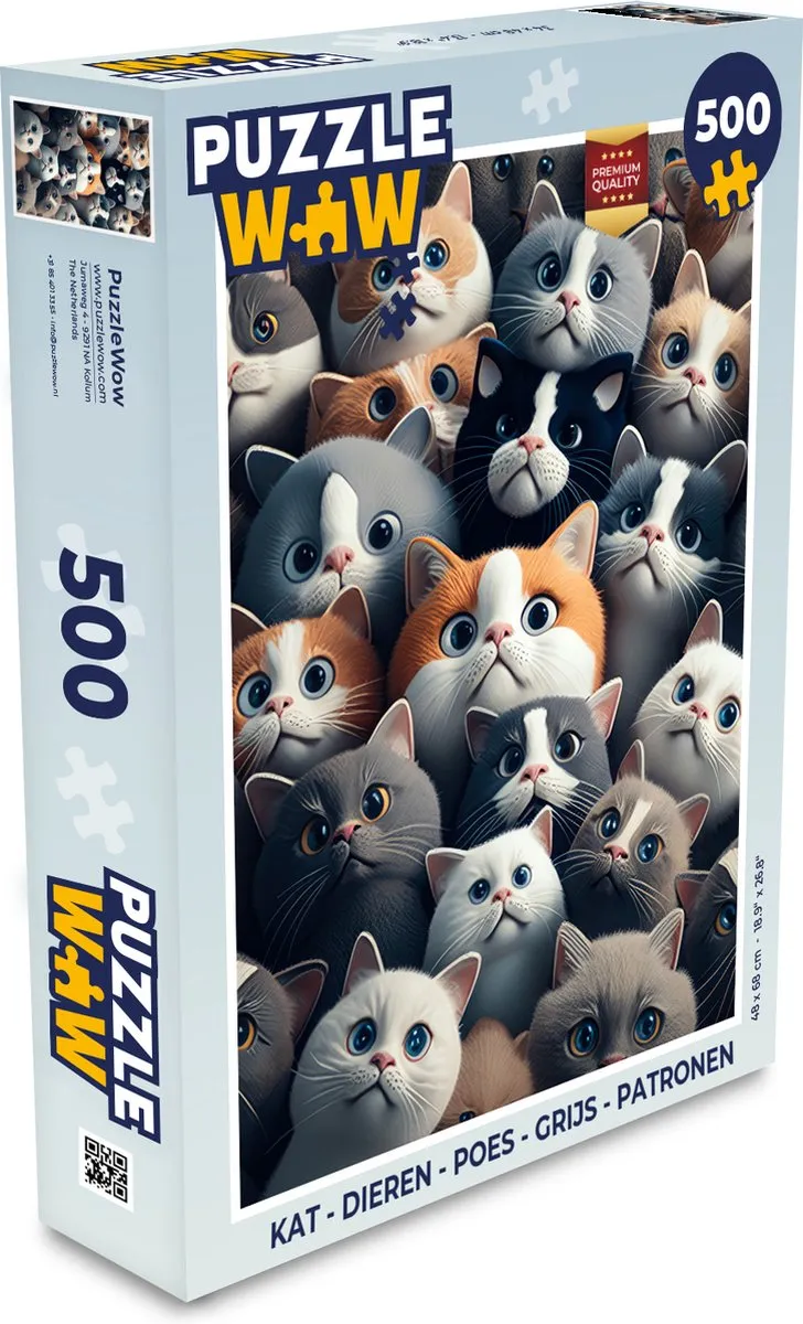 PuzzleWow Kat Dieren Puzzel 500 Stuks - Multicolor
