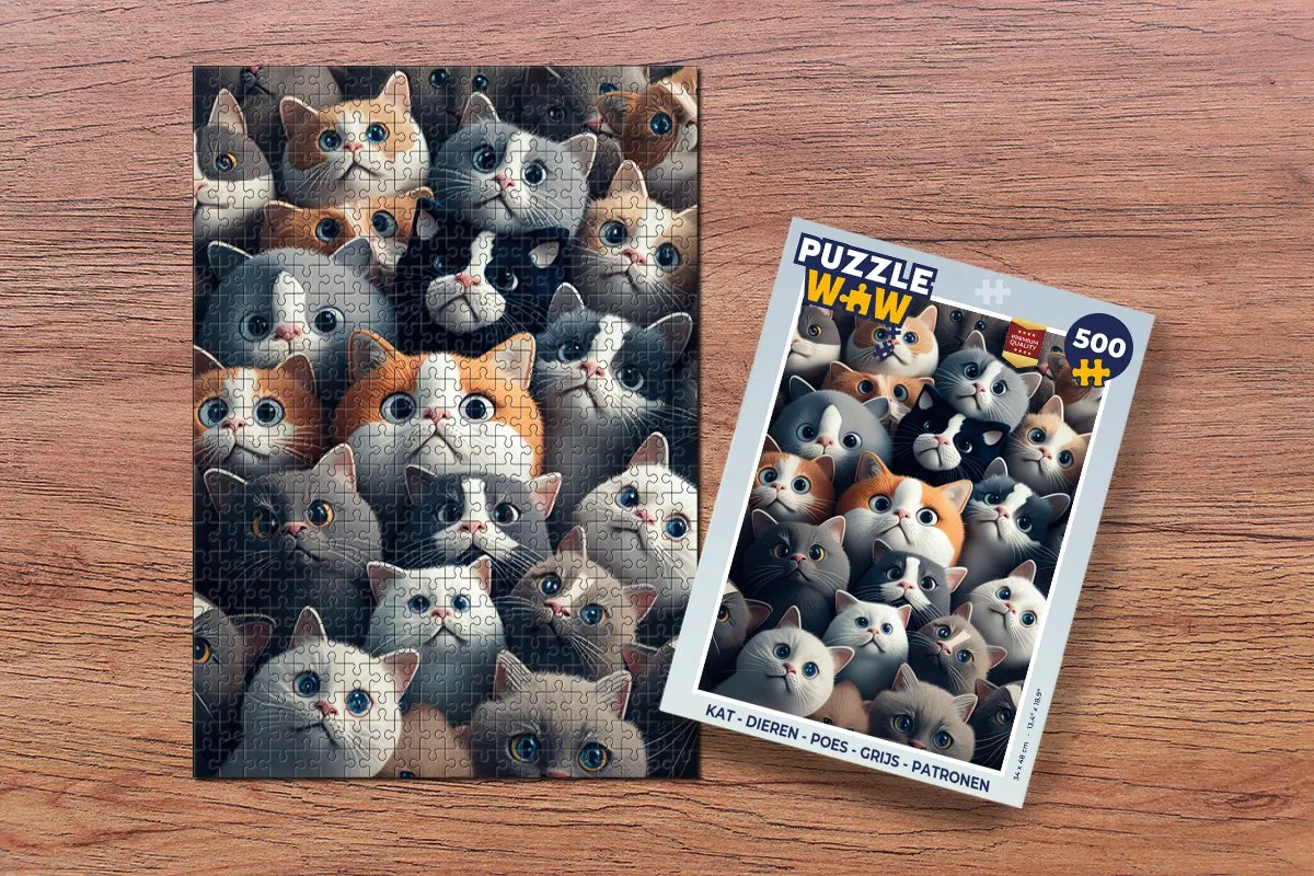 PuzzleWow Kat Dieren Puzzel 500 Stuks - Multicolor