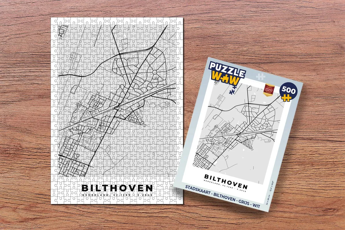 PuzzleWow Stadskaart Bilthoven Legpuzzel 500 Stuks - Multicolor