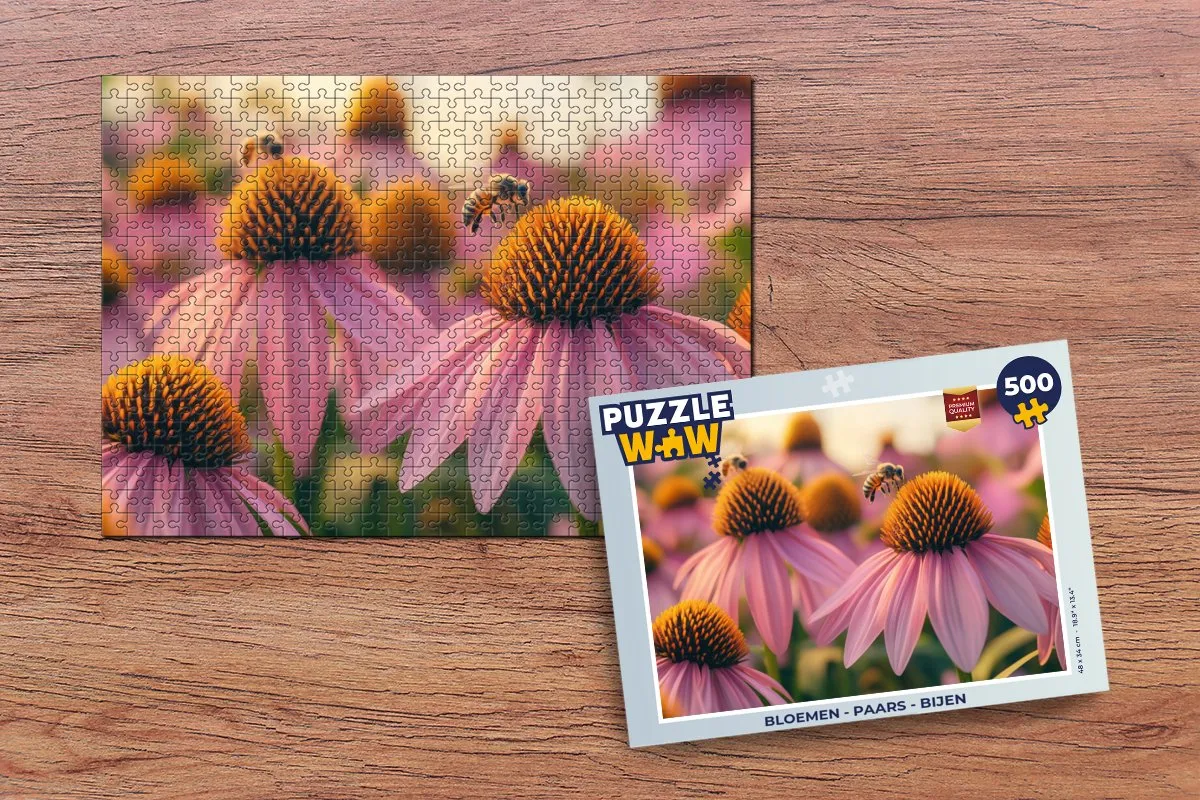 PuzzleWow Bloemen Legpuzzel 500 Stuks - Paars/Rozig