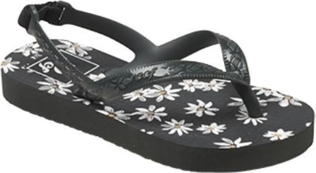Reef Little Escape Print black daisy slippers meisjes