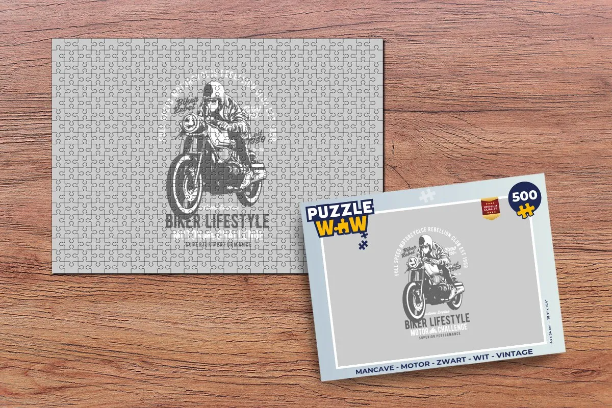 PuzzleWow Mancave Motor Legpuzzel 500 Stuks - Multicolor