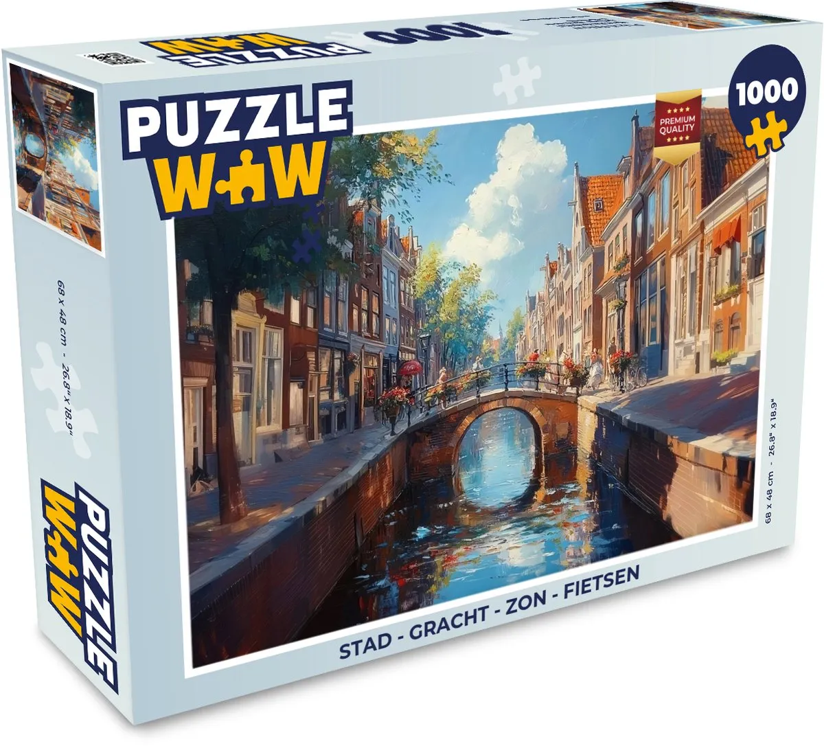 PuzzleWow Gracht & Fietsen Legpuzzel 1000 Stuks