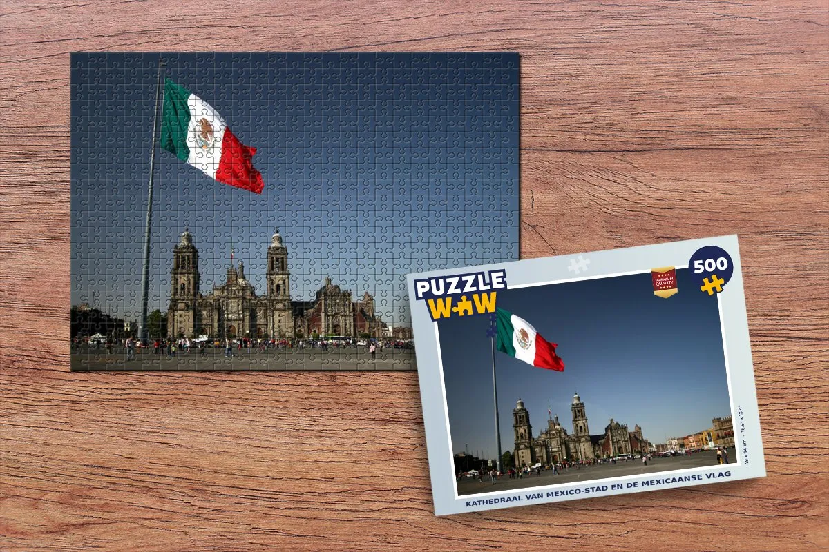 PuzzleWow Legpuzzel Kathedraal van Mexico-stad 500 Stuks - Multicolor