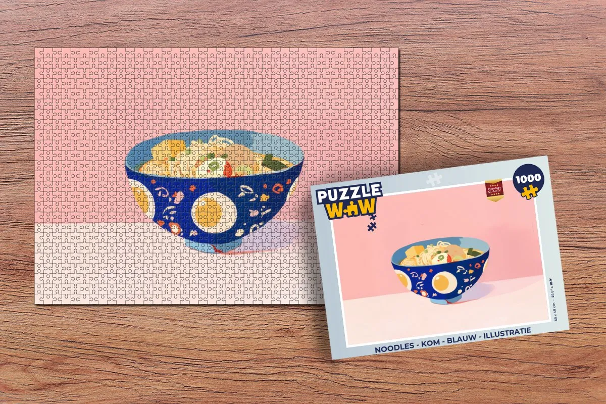 PuzzleWow Noodles Kom Legpuzzel 1000 Stuks - Blauw