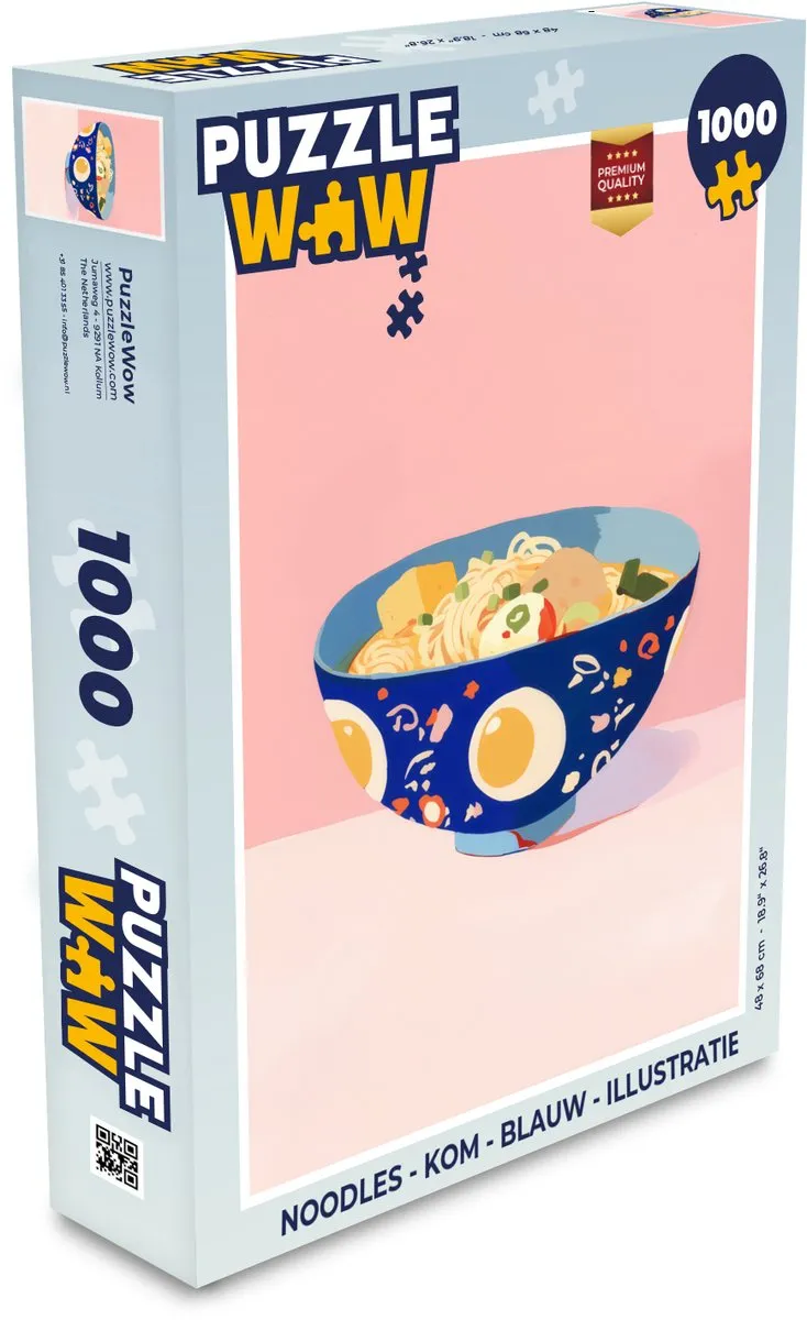 PuzzleWow Noodles Kom Legpuzzel 1000 Stuks - Blauw