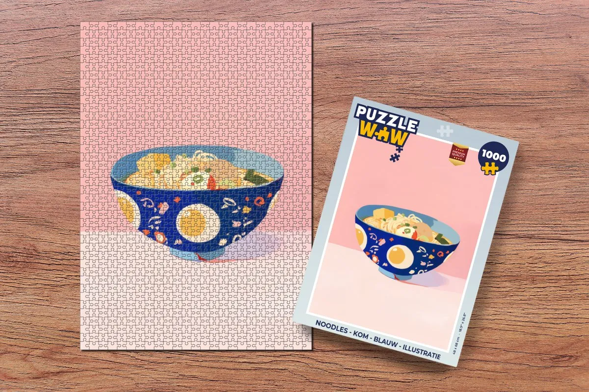 PuzzleWow Noodles Kom Legpuzzel 1000 Stuks - Blauw