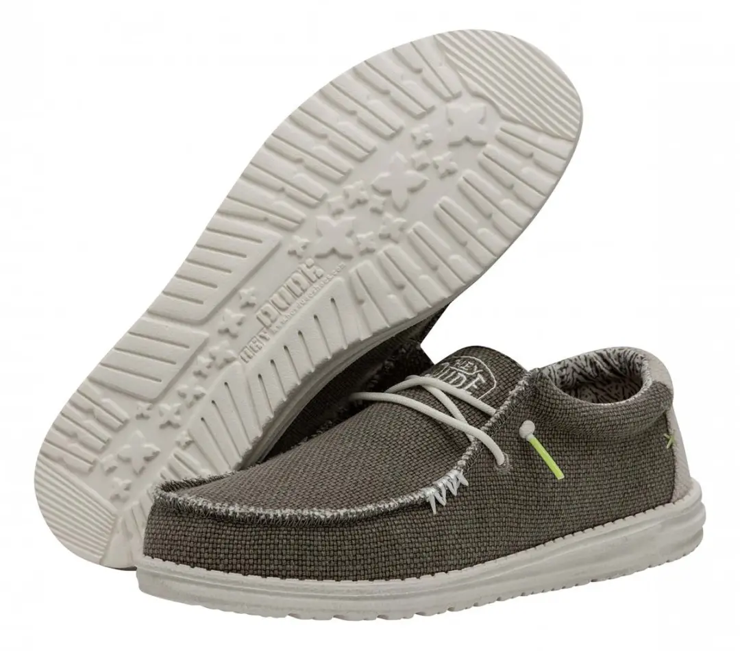 HEYDUDE Wally Braided Instappers - Groen Canvas 40
