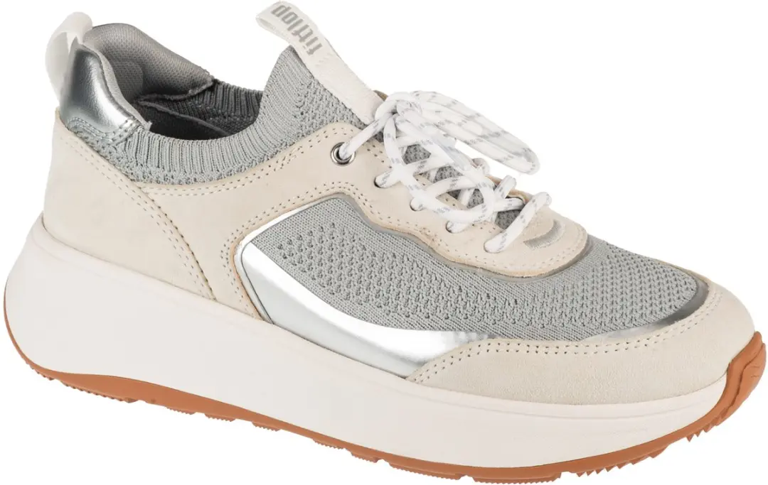 FitFlop FitFlop F-Mode Suede/Knit Flatform Slip-On Laced Sneakers GRIJS