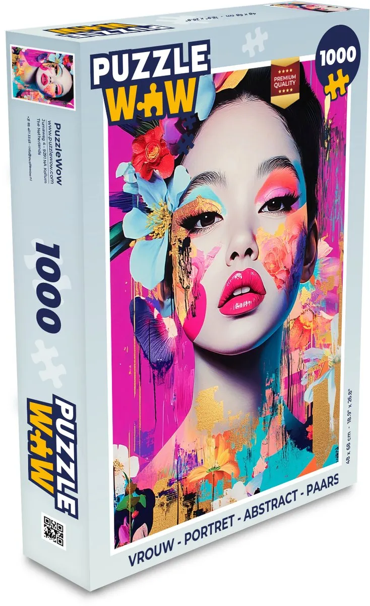 PuzzleWow Vrouw Portret Abstract Legpuzzel 1000 Stuks - Paars