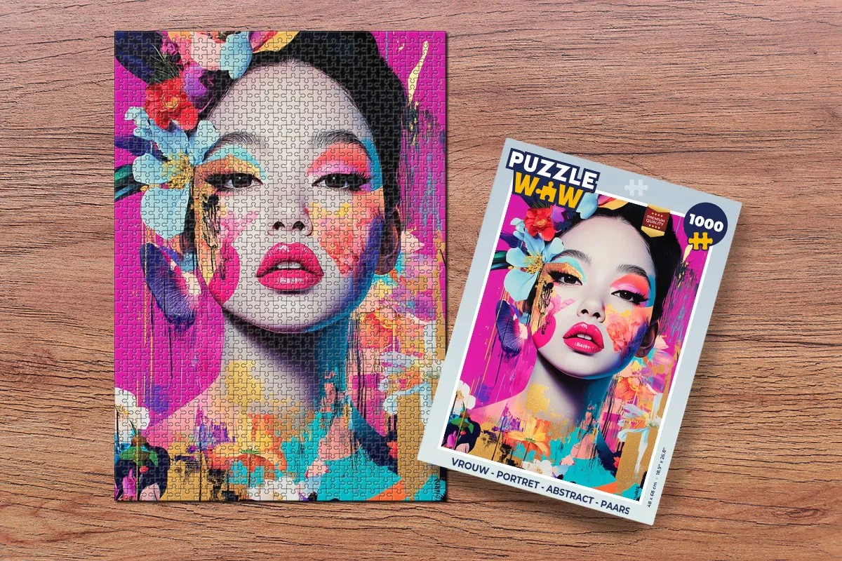 PuzzleWow Vrouw Portret Abstract Legpuzzel 1000 Stuks - Paars