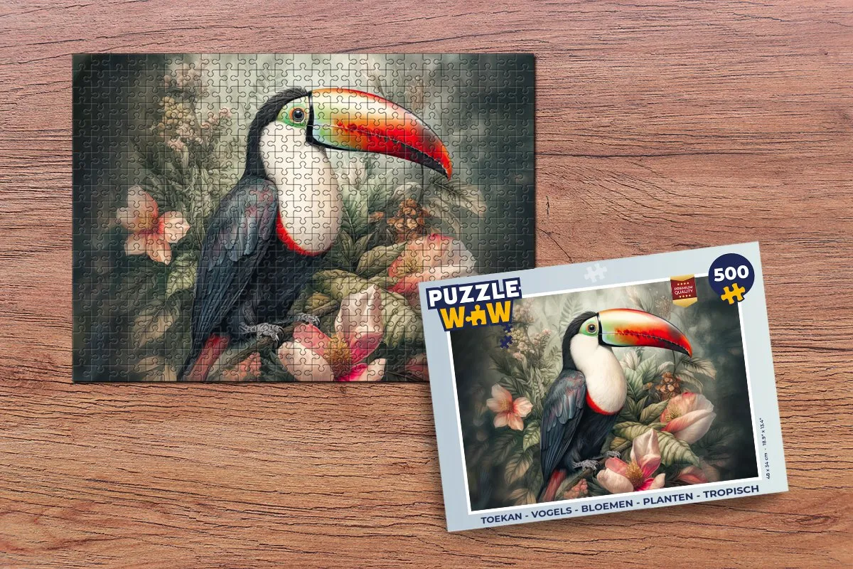 PuzzleWow Vogels Bloemen Planten Legpuzzel 500 Stuks - Multicolor